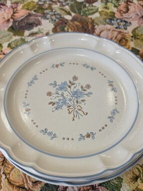 Vtg Cordella Blue & Cream Floral Stoneware Dinner Plate - Home Dining,Japan